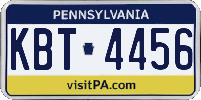 PA license plate KBT4456