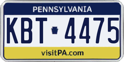 PA license plate KBT4475
