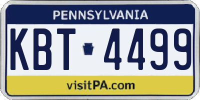 PA license plate KBT4499