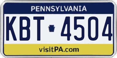 PA license plate KBT4504