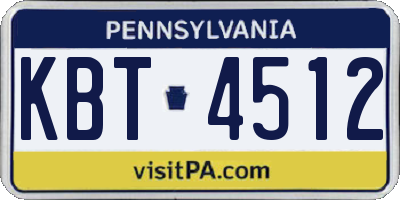 PA license plate KBT4512
