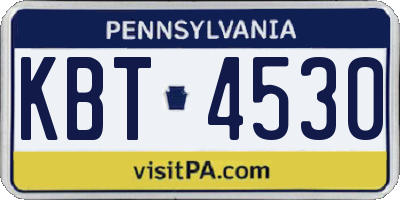 PA license plate KBT4530