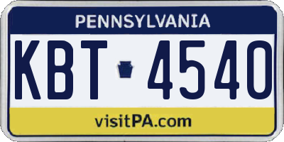 PA license plate KBT4540