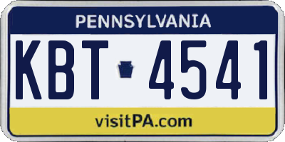 PA license plate KBT4541