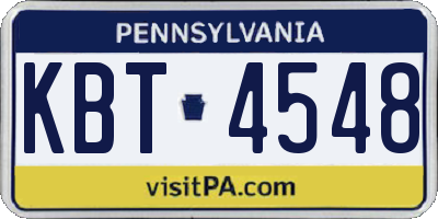 PA license plate KBT4548