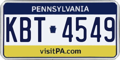 PA license plate KBT4549