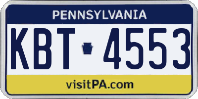 PA license plate KBT4553