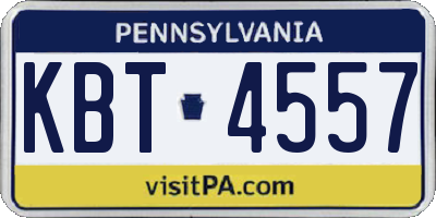PA license plate KBT4557