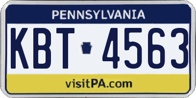 PA license plate KBT4563