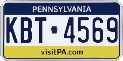 PA license plate KBT4569