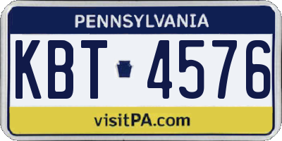 PA license plate KBT4576