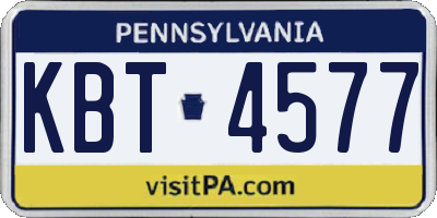 PA license plate KBT4577