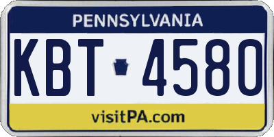 PA license plate KBT4580