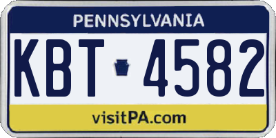 PA license plate KBT4582