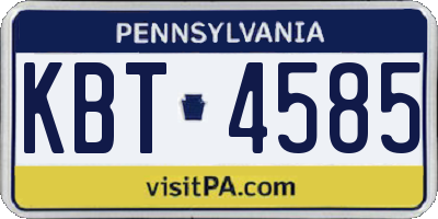 PA license plate KBT4585