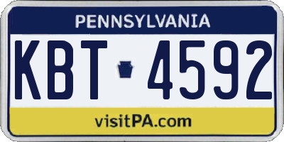 PA license plate KBT4592