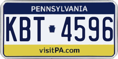 PA license plate KBT4596
