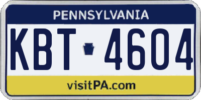 PA license plate KBT4604