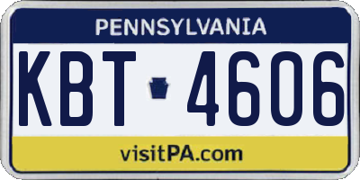 PA license plate KBT4606