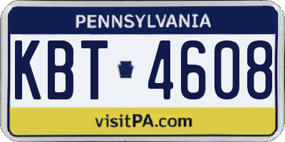 PA license plate KBT4608