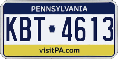 PA license plate KBT4613