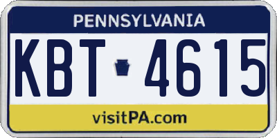 PA license plate KBT4615