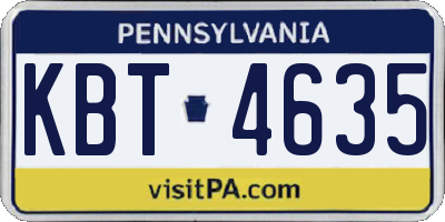 PA license plate KBT4635
