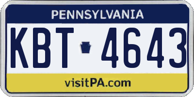 PA license plate KBT4643