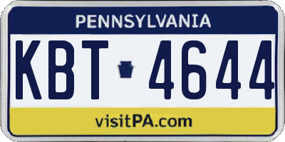 PA license plate KBT4644