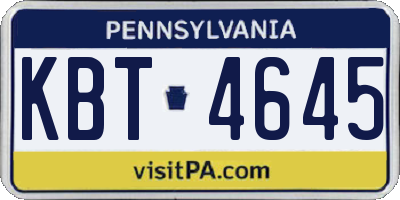 PA license plate KBT4645