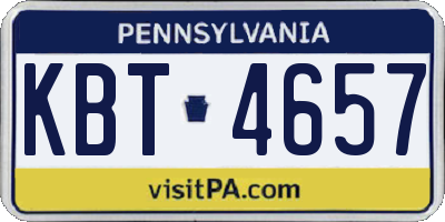 PA license plate KBT4657