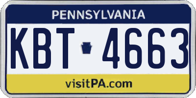 PA license plate KBT4663