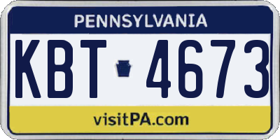 PA license plate KBT4673