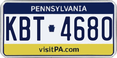 PA license plate KBT4680