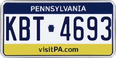 PA license plate KBT4693