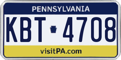 PA license plate KBT4708
