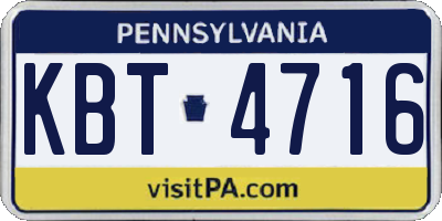 PA license plate KBT4716