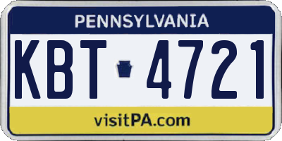 PA license plate KBT4721