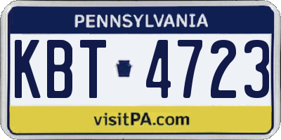 PA license plate KBT4723