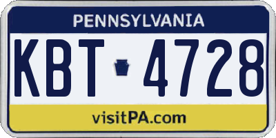 PA license plate KBT4728