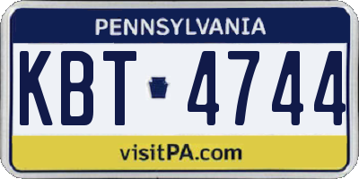 PA license plate KBT4744