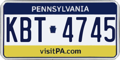 PA license plate KBT4745