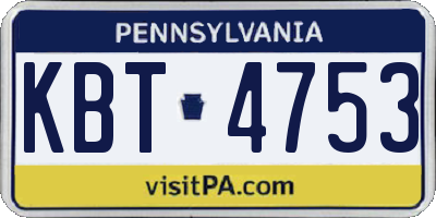 PA license plate KBT4753