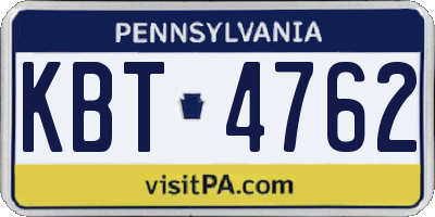 PA license plate KBT4762