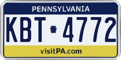 PA license plate KBT4772