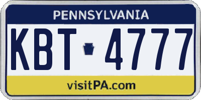 PA license plate KBT4777