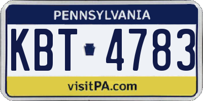 PA license plate KBT4783
