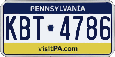 PA license plate KBT4786