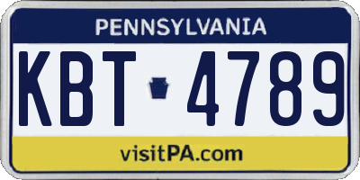 PA license plate KBT4789