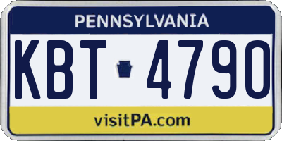 PA license plate KBT4790